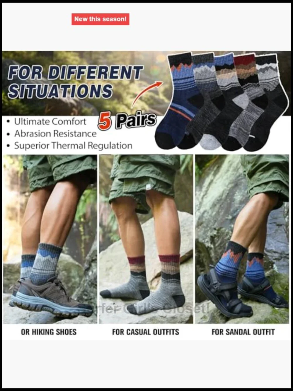 Merino Wool Hiking Socks Thermal Winter Crew Socks Cushioned Sole Moisture